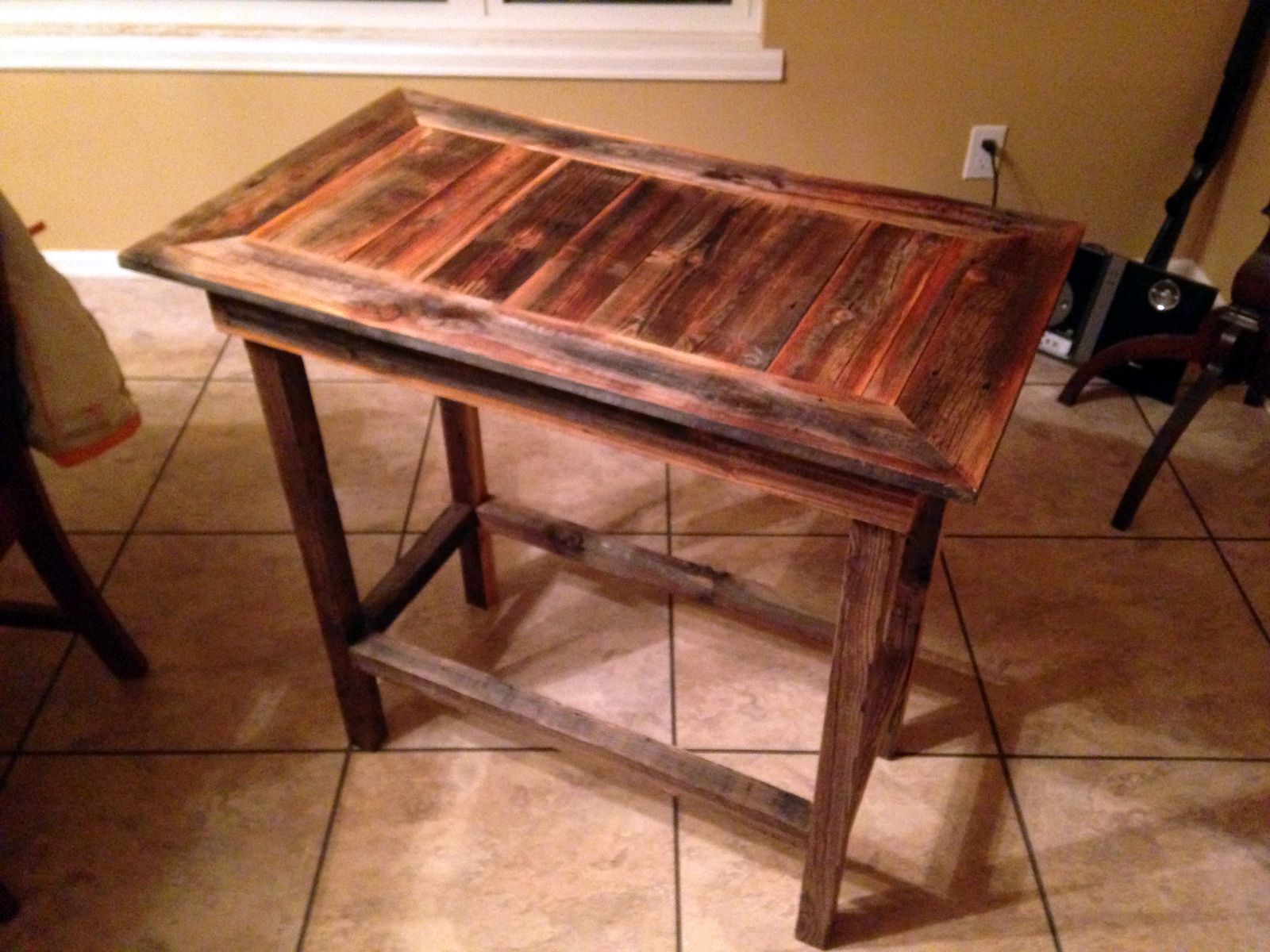 Console table with a reclaimed wood top